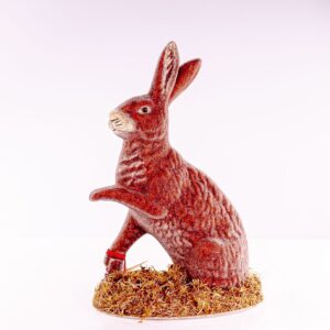 Dark Brown Bunny Sitting On Grass Base