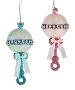 Baby Rattle Ornament Pink/Blue