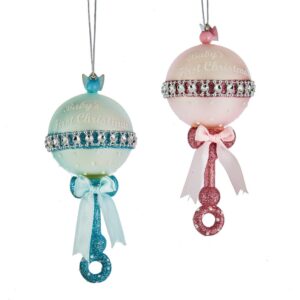 Baby Rattle Ornament Pink/Blue