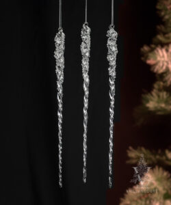 Boxed Long Icicle Twist Ornament (Set of 3)