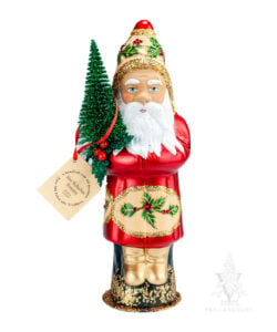 Santa in Red with Ornate Holly and Ivy Patterns
