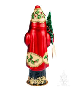 Santa in Red with Ornate Holly and Ivy Patterns