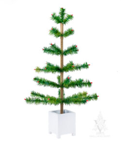 Green Feather Tree in White Base
