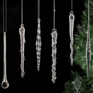 Hand Blown Icicle Pendants (Set of 6)