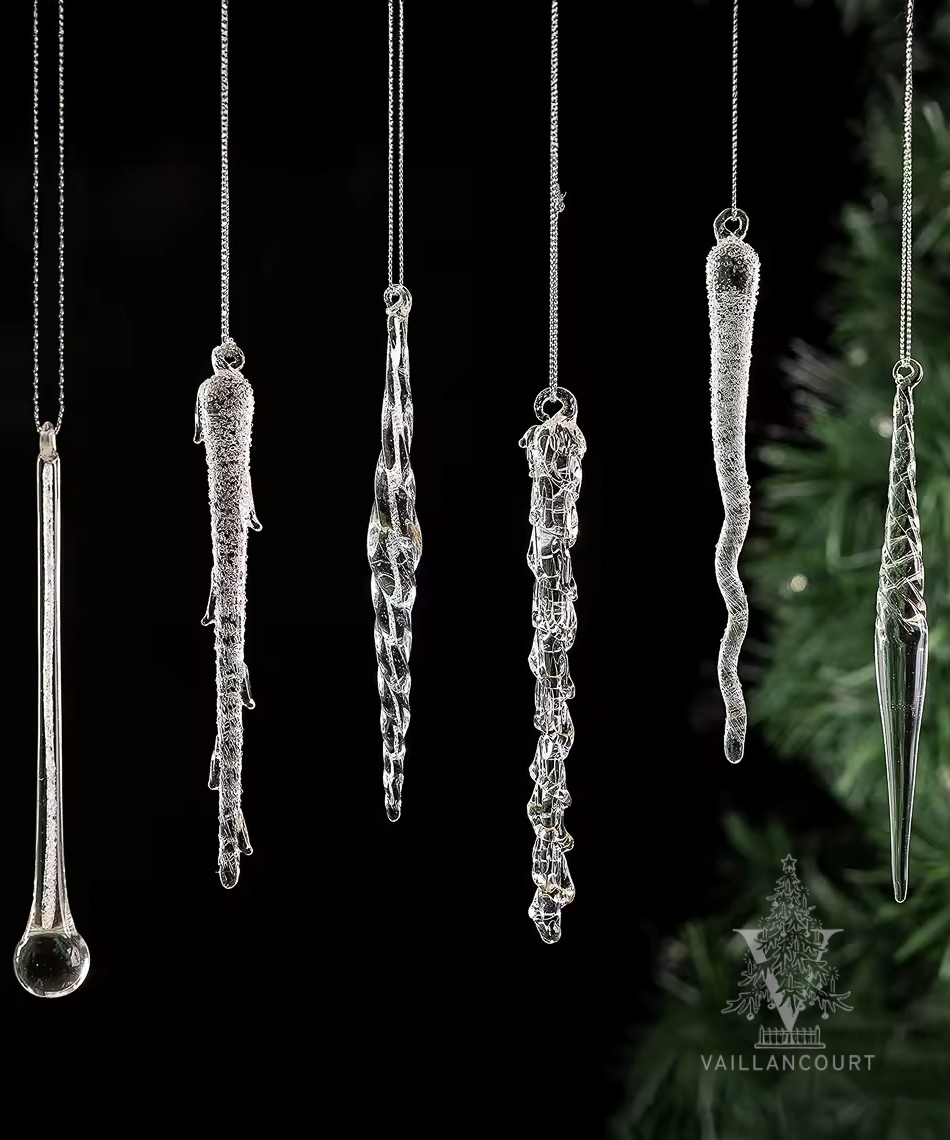 Hand Blown Icicle Pendants (Set of 6)
