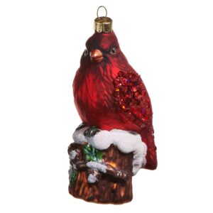 Cardinal On Stump Ornament