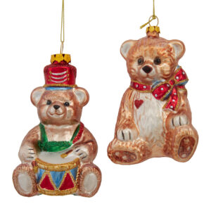 Glass Teddy Bear Ornament Assorted