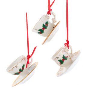 Holly Tea Cup Ornament Assorted