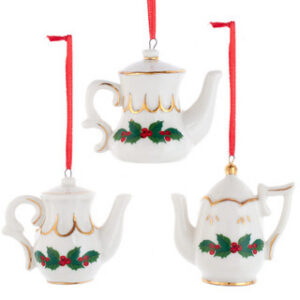 Holly Tea Pot Ornament Assorted