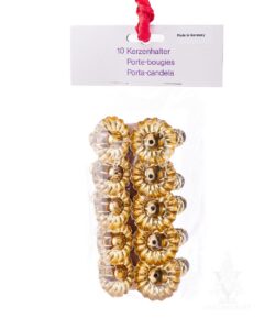 Gold Metal Christmas Tree Candle Clip (Set of 10)