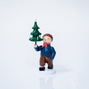 Winter Boy Holding Tree