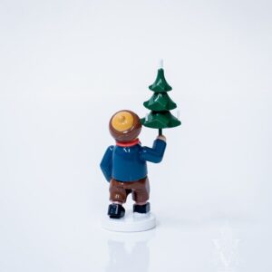 Winter Boy Holding Tree