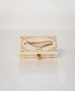 Engraved Whale 1793 Vintage Scrimshaw Bone Box Antique Reproduction