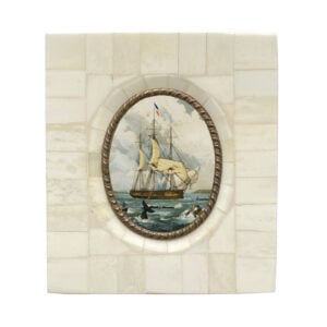 Whaling Print Bone& Brass Frame