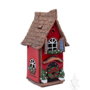 Small Red House with Wreath