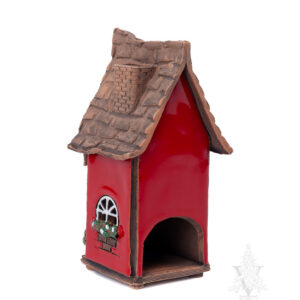Small Red House with Wreath