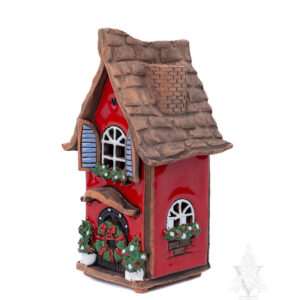 Small Red House with Wreath