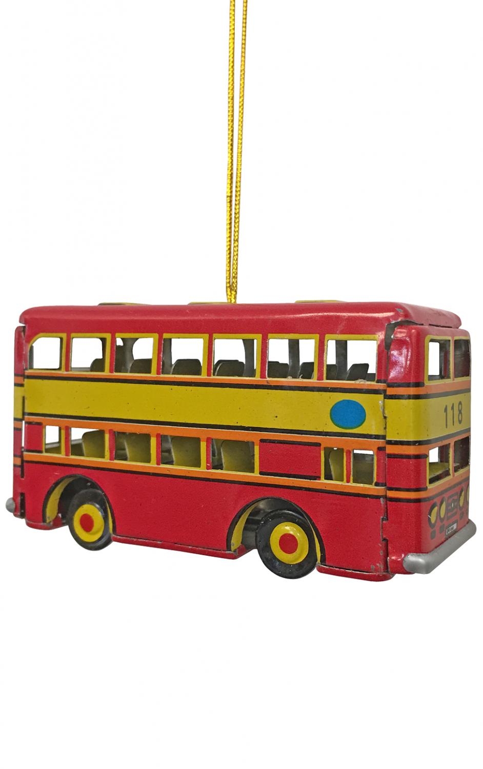 Collectible Tin Ornament Doubledecker Bus