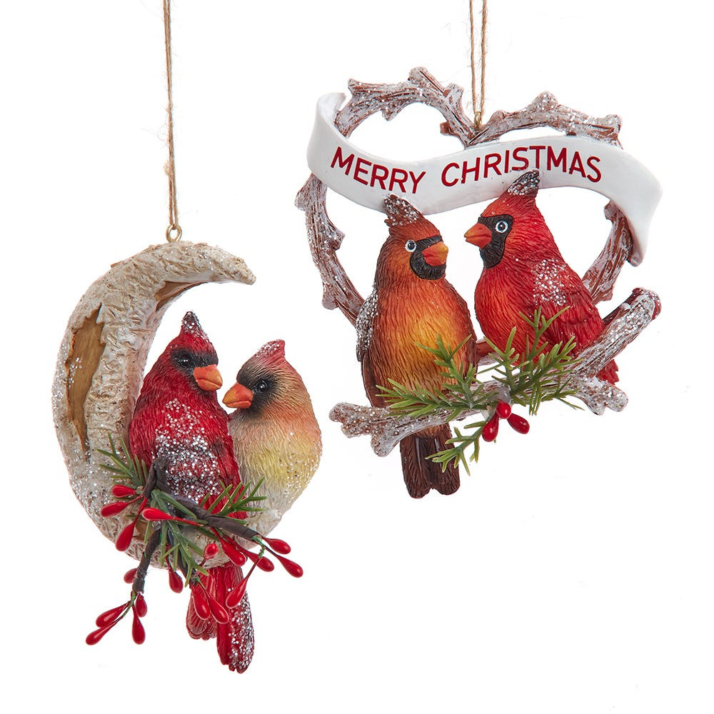 Birch Cardinals Pair Ornament (Assorted)