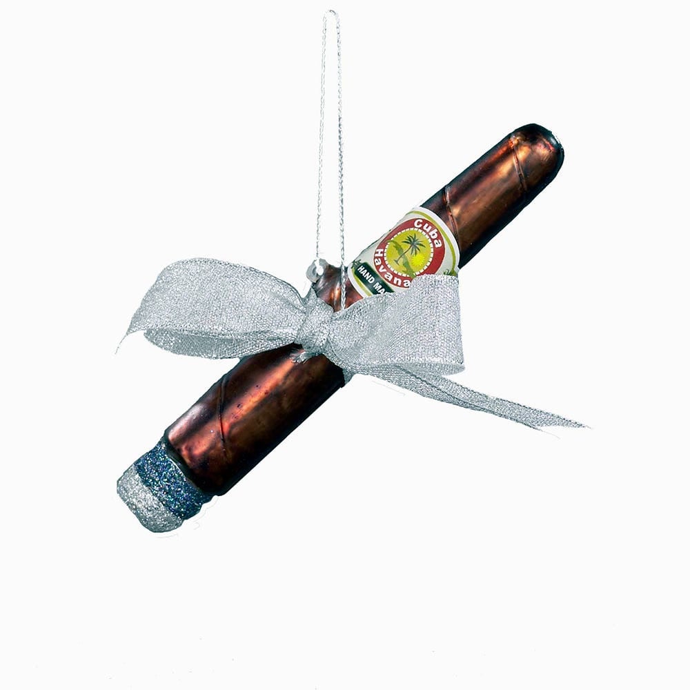 Glass Cigar with Bow Ornament