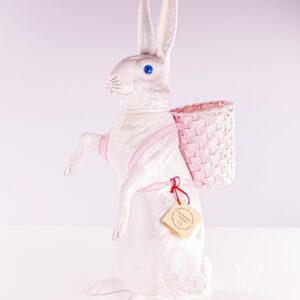Bunny Xl White with Rose Basket