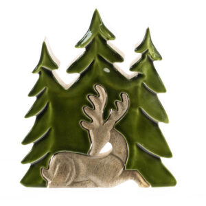 Mango Wood Triple Tree with Deer