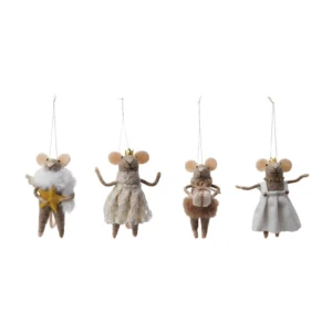Felt Mouse Ornament In Party Clothes