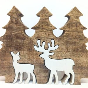 Mango Wood Deer with Trees