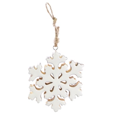 White Enamel Snowflake Med