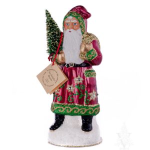 Red Shiny Santa with Flower Decor