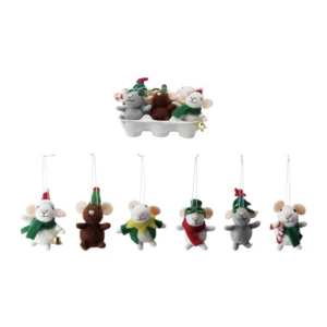 Wool Mouse Ornament (Set of 6)