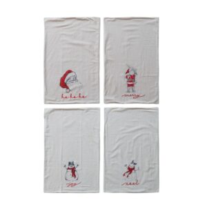 Tea Towel with Snowman/Santa