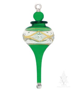 Green with Gold Etch Long Drop