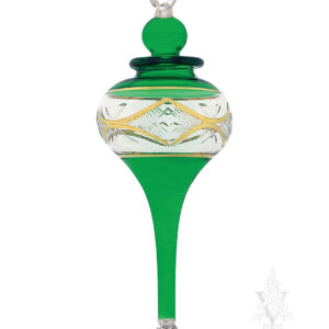 Green with Gold Etch Long Drop
