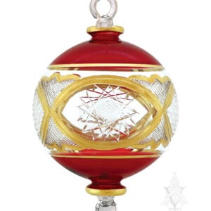 Red Round with Gold Etching