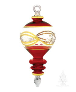 Small Red with Gold Etched Ornament