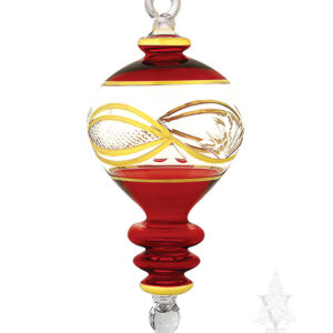 Small Red with Gold Etched Ornament
